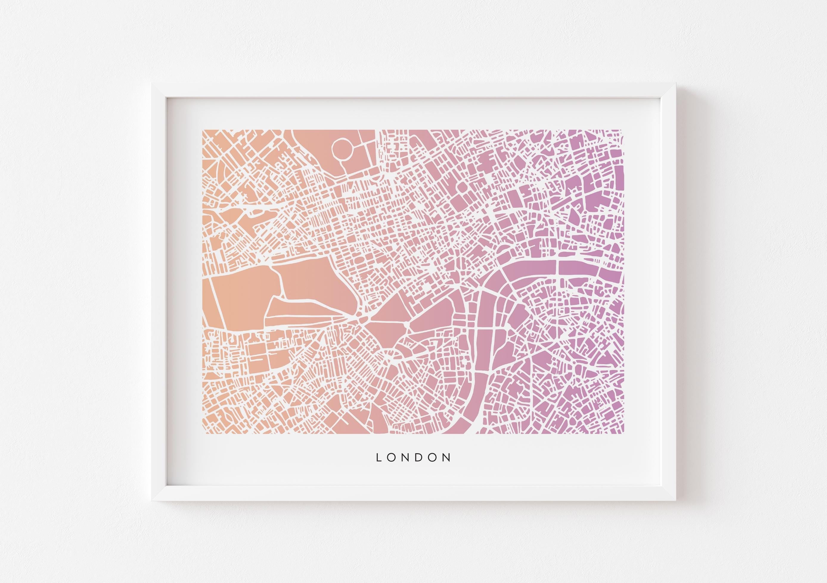 London Map Print - Gradient London Design - Colorful and Minimalist