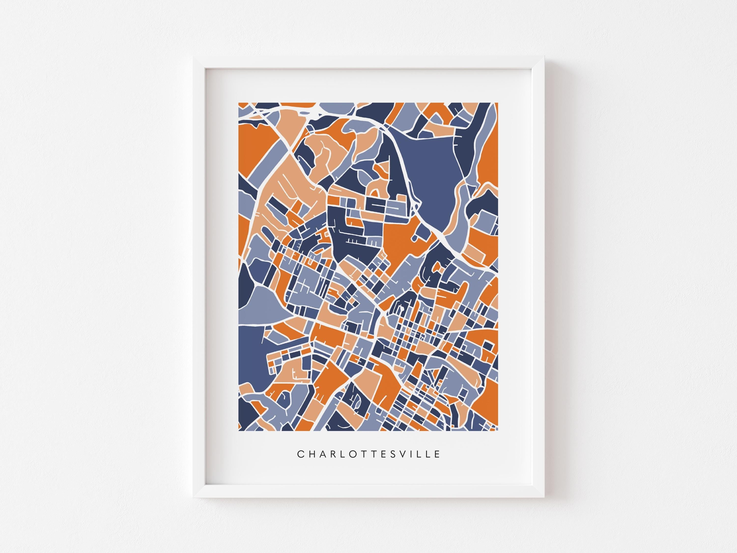 Charlottesville Map Print – Virginia Wall Art – Colorful & Minimalist Poster