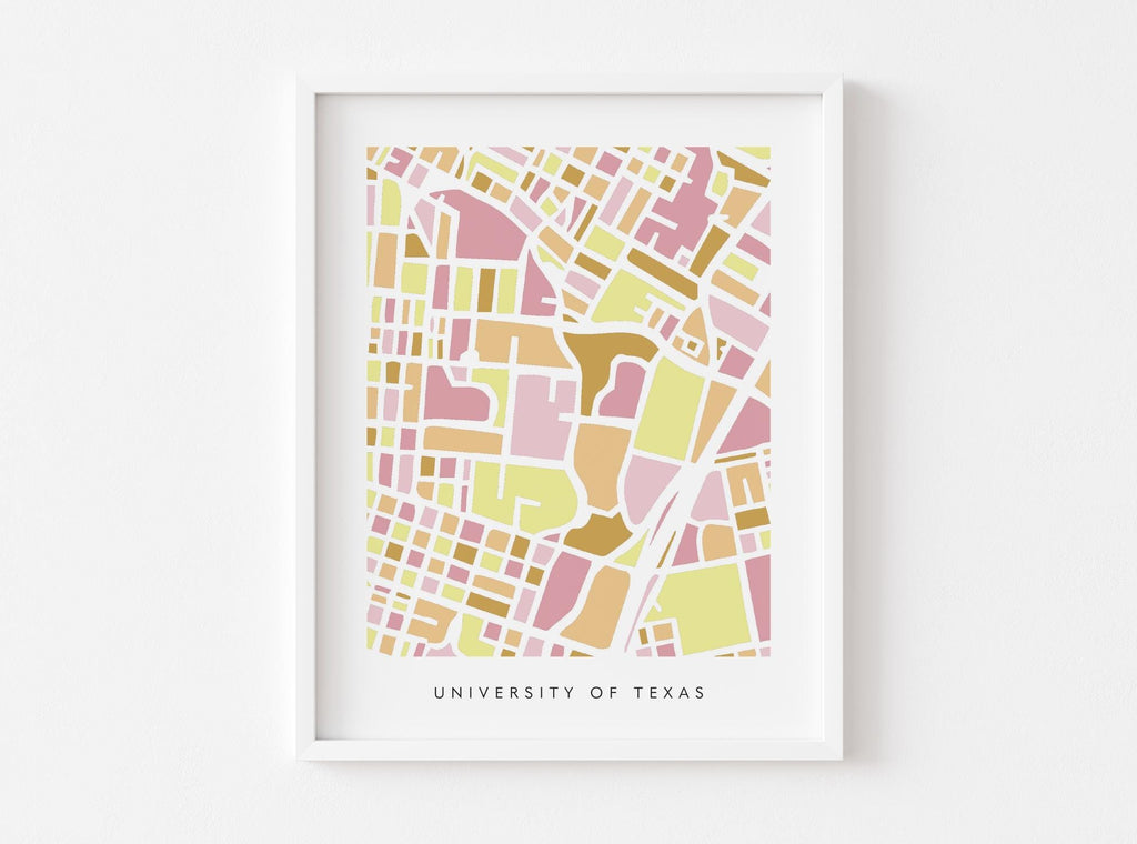 UT Map Art Print – Austin Dorm Decor