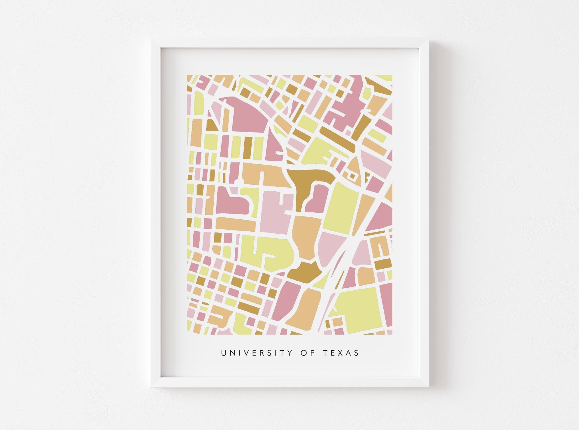 UT Map Art Print – Austin Dorm Decor