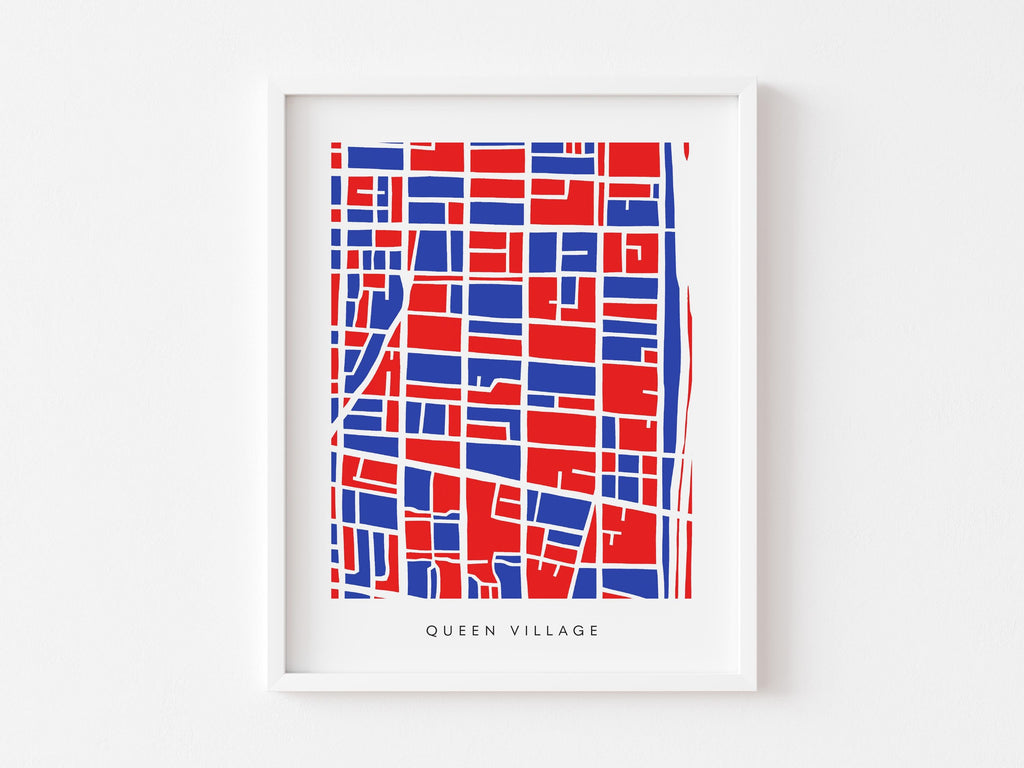 Queen Village Map Print – Colorful Minimalist Philadelphia Wall Art