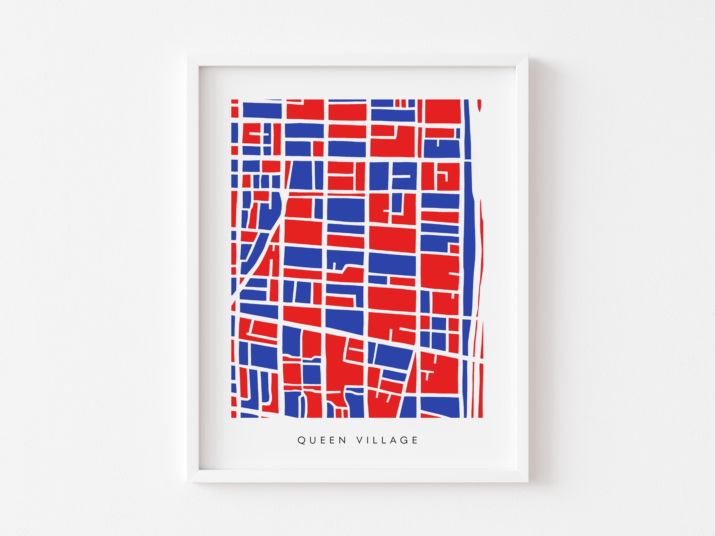 Queen Village Map Print – Colorful Minimalist Philadelphia Wall Art