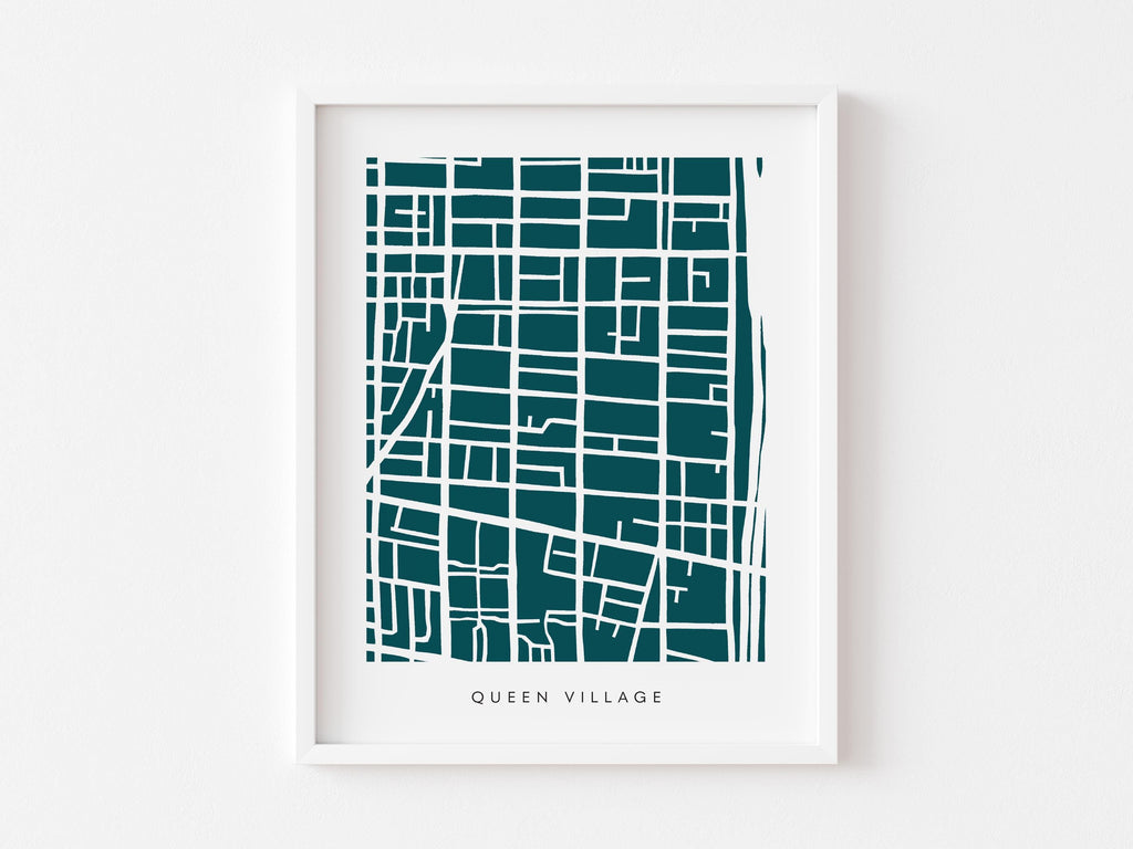 Queen Village Map Print – Colorful Minimalist Philadelphia Wall Art