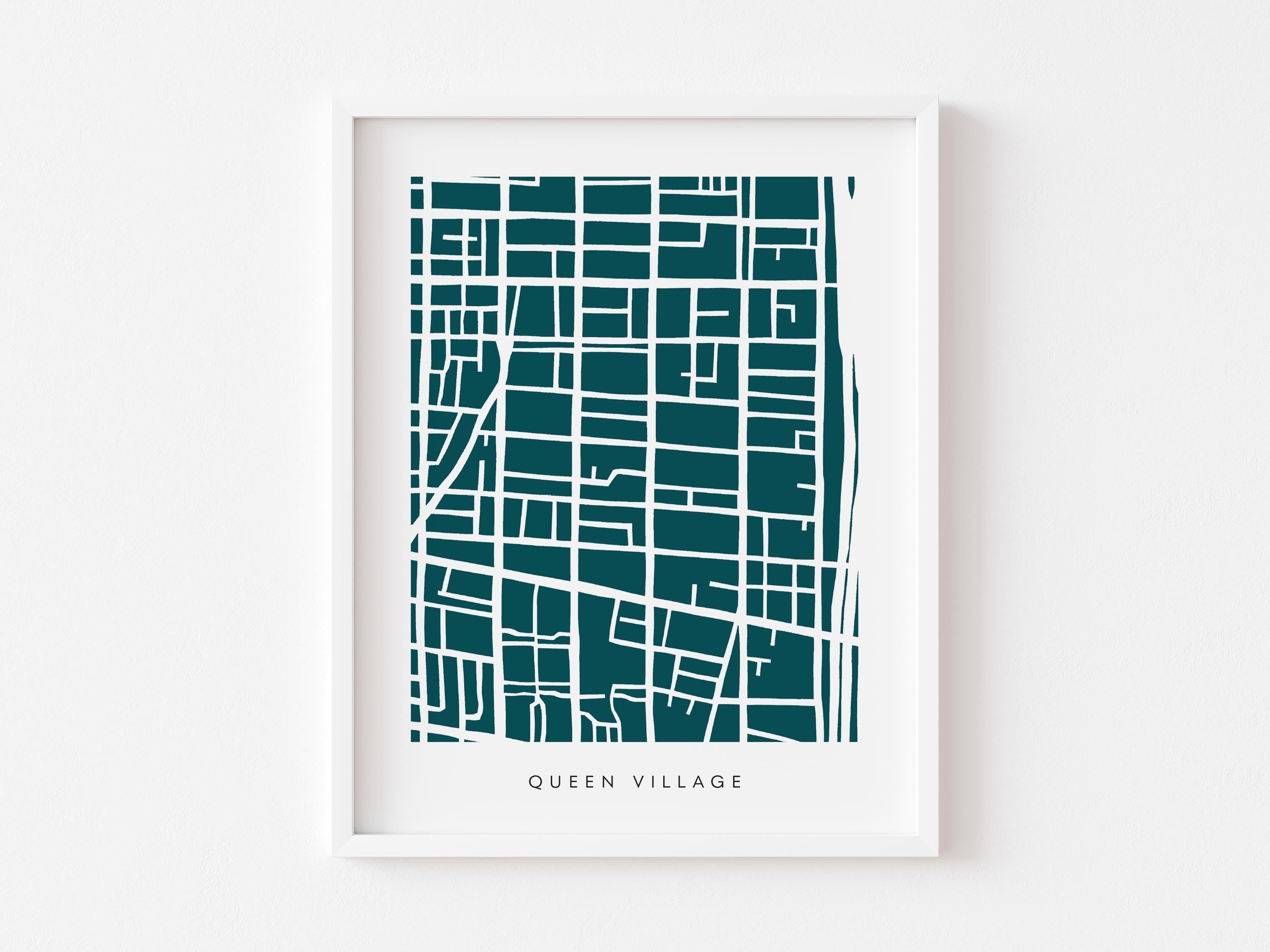 Queen Village Map Print – Colorful Minimalist Philadelphia Wall Art