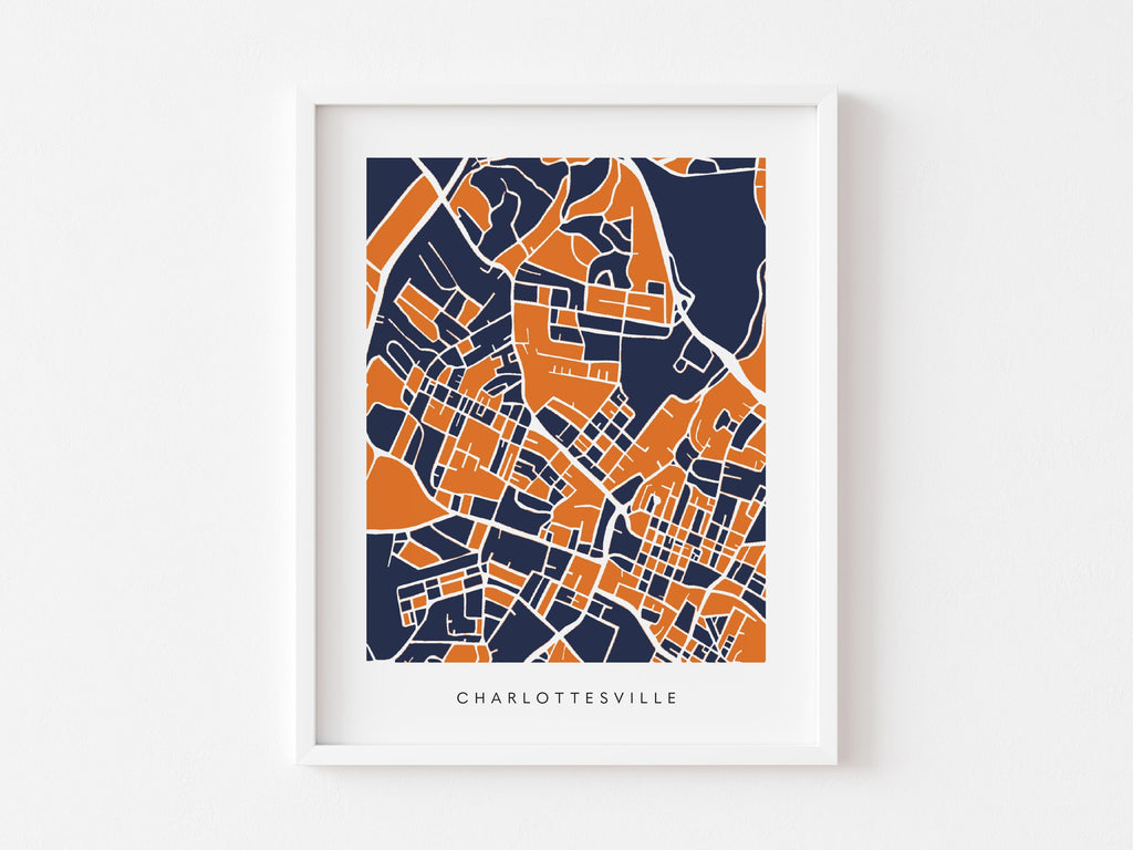 Charlottesville Map Print – Virginia Wall Art – Colorful & Minimalist Poster
