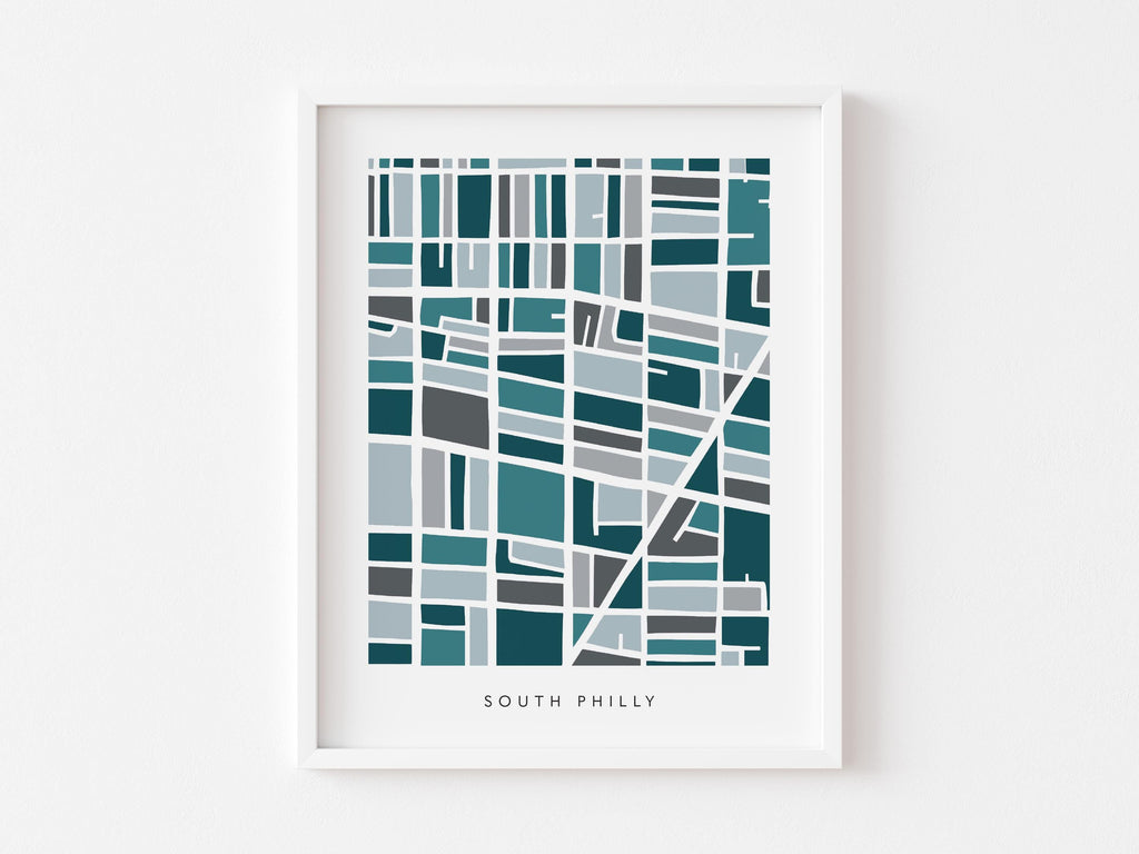 South Philly Map Print – Colorful Wall Art – Minimalist Philadelphia Map