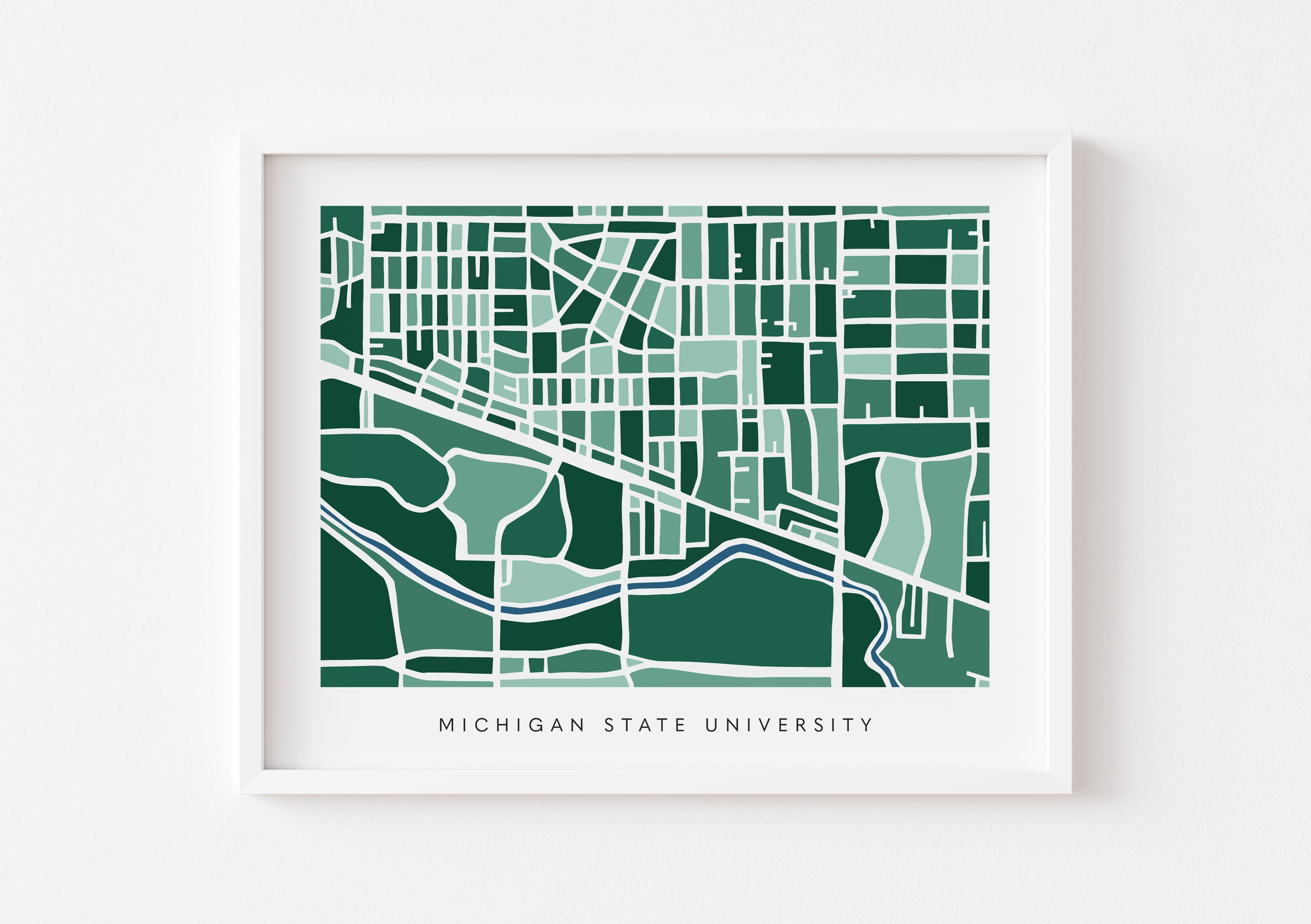 MSU Wall Art - Michigan State Map Print of East Lansing