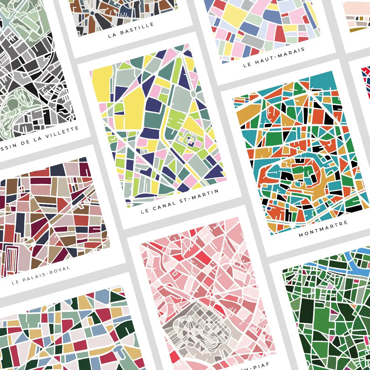 Paris Neighborhood Print Postcards - Set of 14