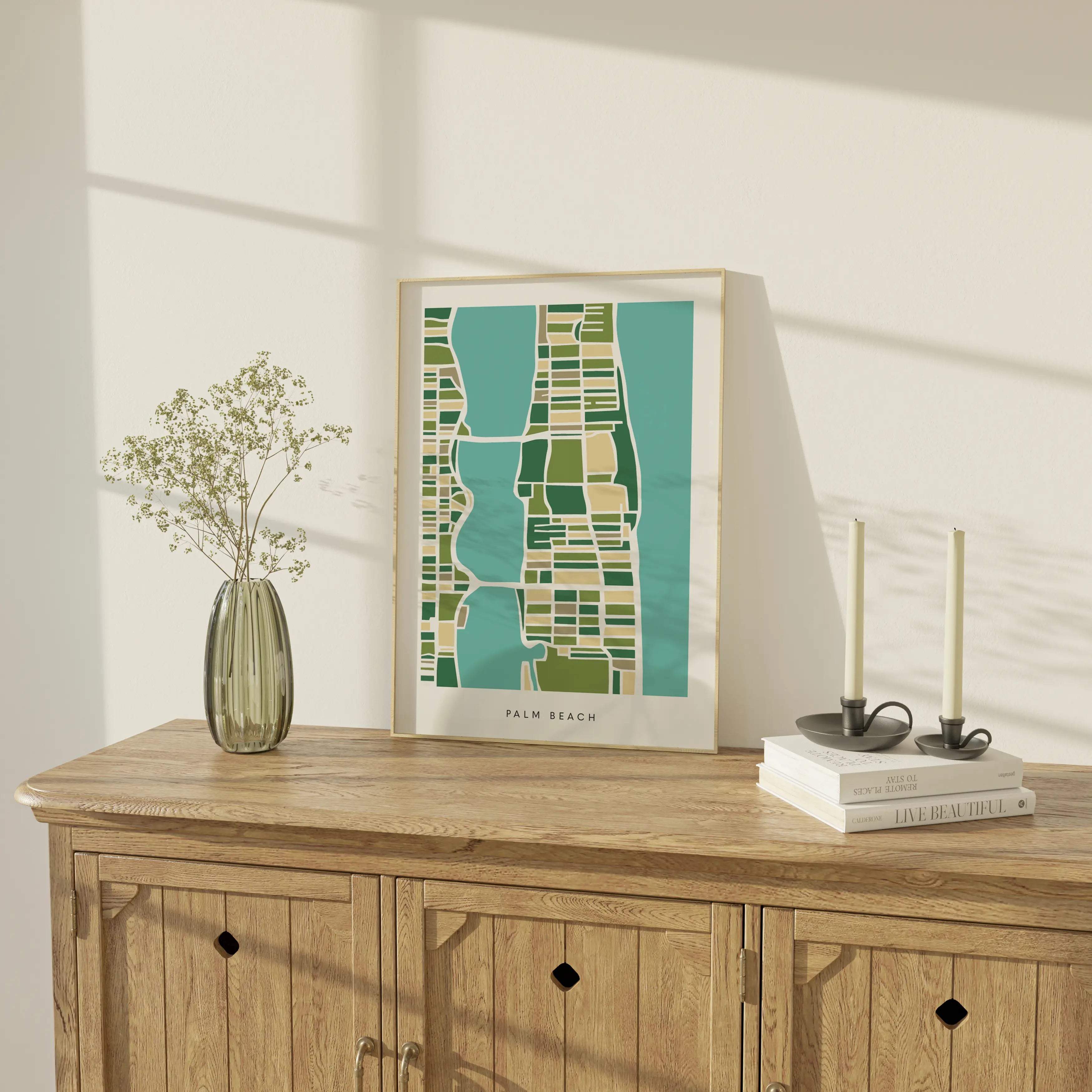 Palm Beach Map Art Print