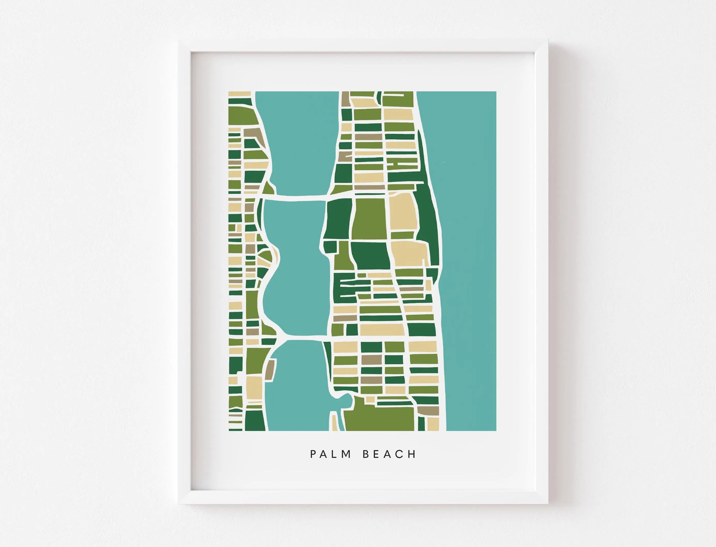 Palm Beach Map Art Print