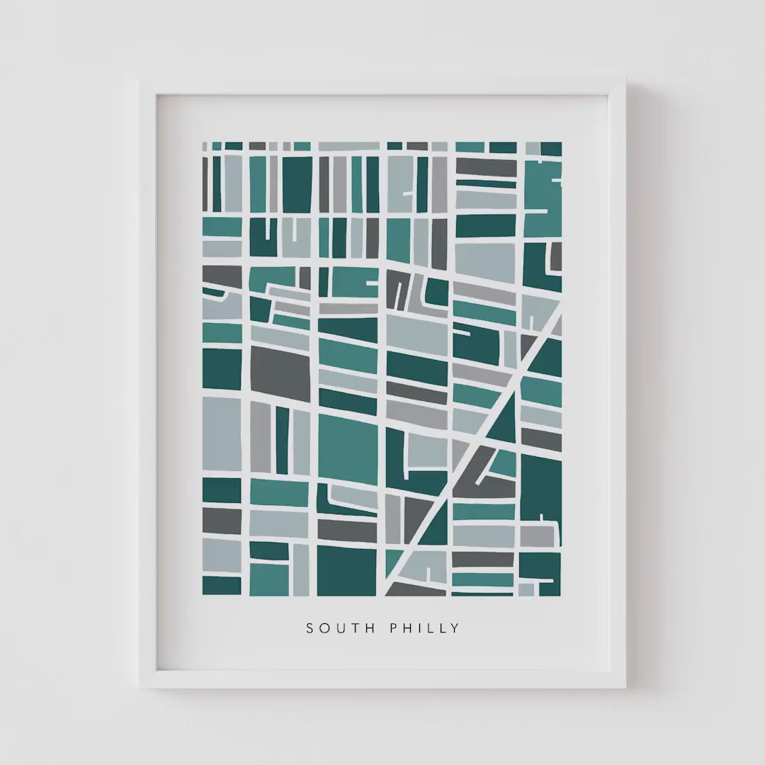 South Philly Map Print – Colorful Wall Art – Minimalist Philadelphia Map