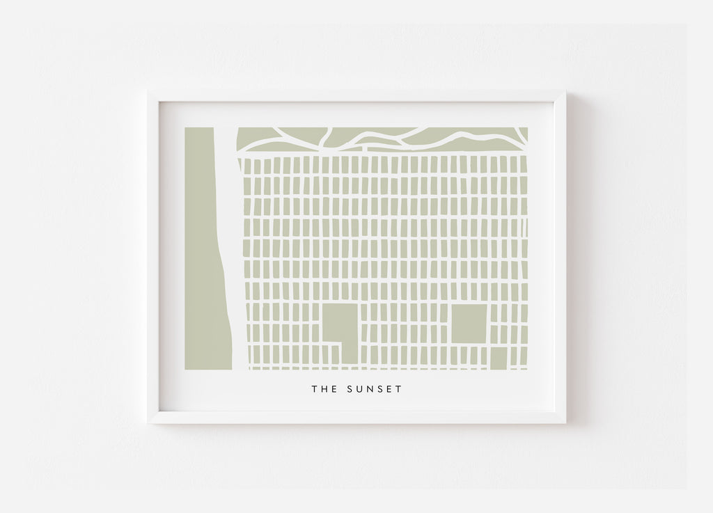 The Sunset San Francisco Minimalist Art Map