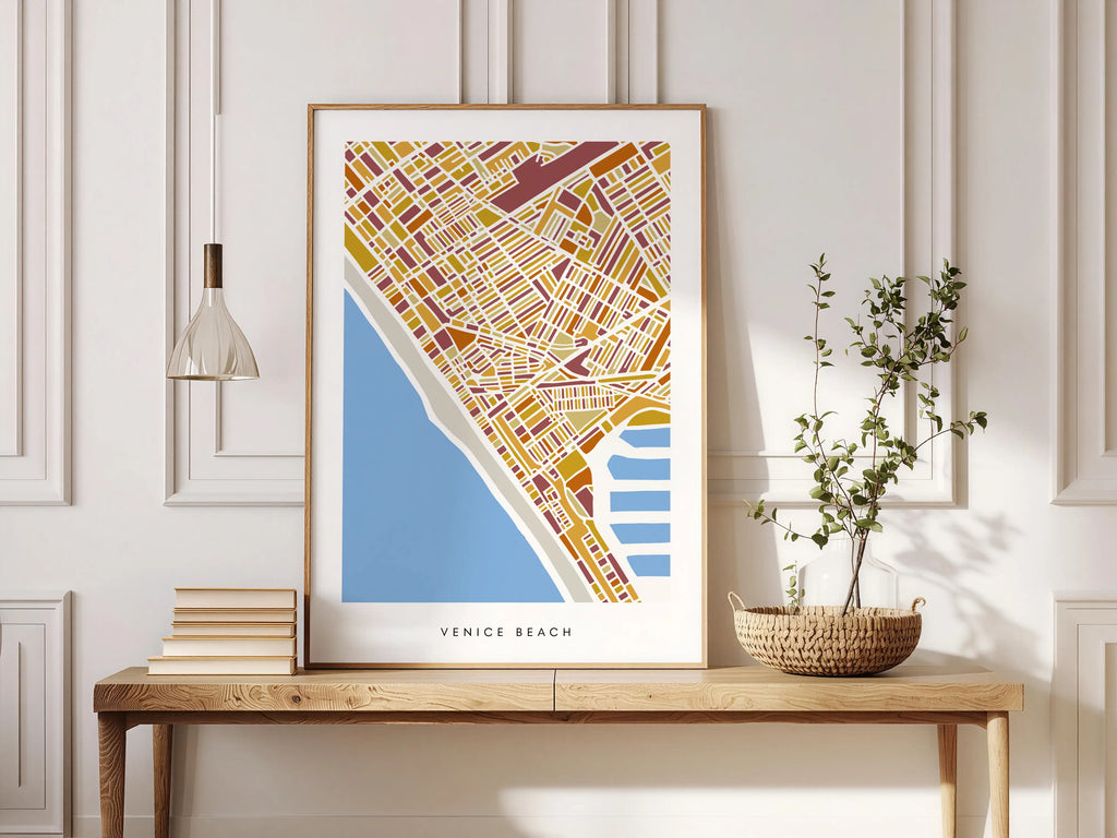 Venice Beach Map Art Print