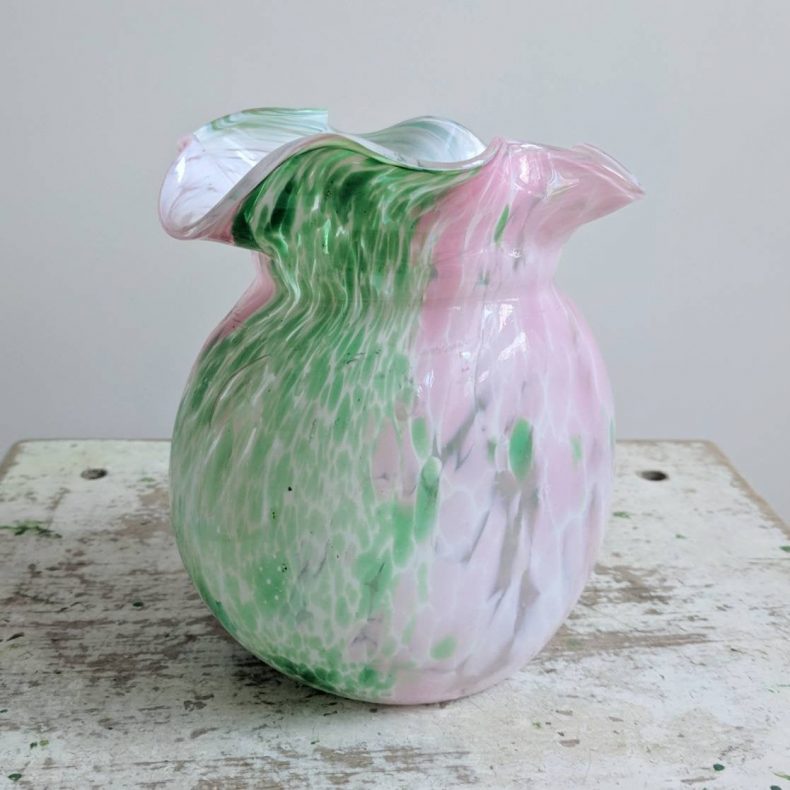 Pink Glassware Spatter-Glass Flower Vase