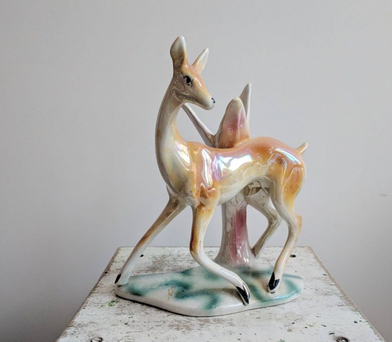 Vintage French Deer Figurine in Ceramic