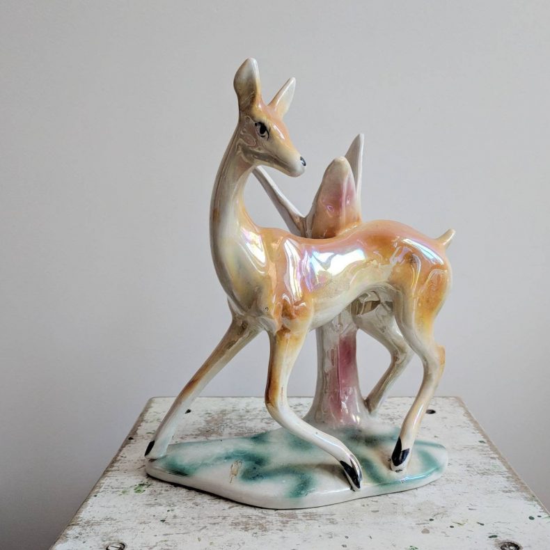 Vintage French Deer Figurine in Ceramic