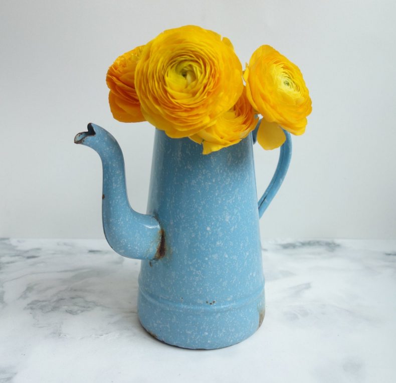 blue enamelware coffee pot