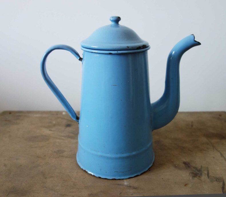 blue french vintage coffee pot