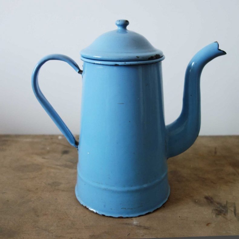 blue french vintage coffee pot