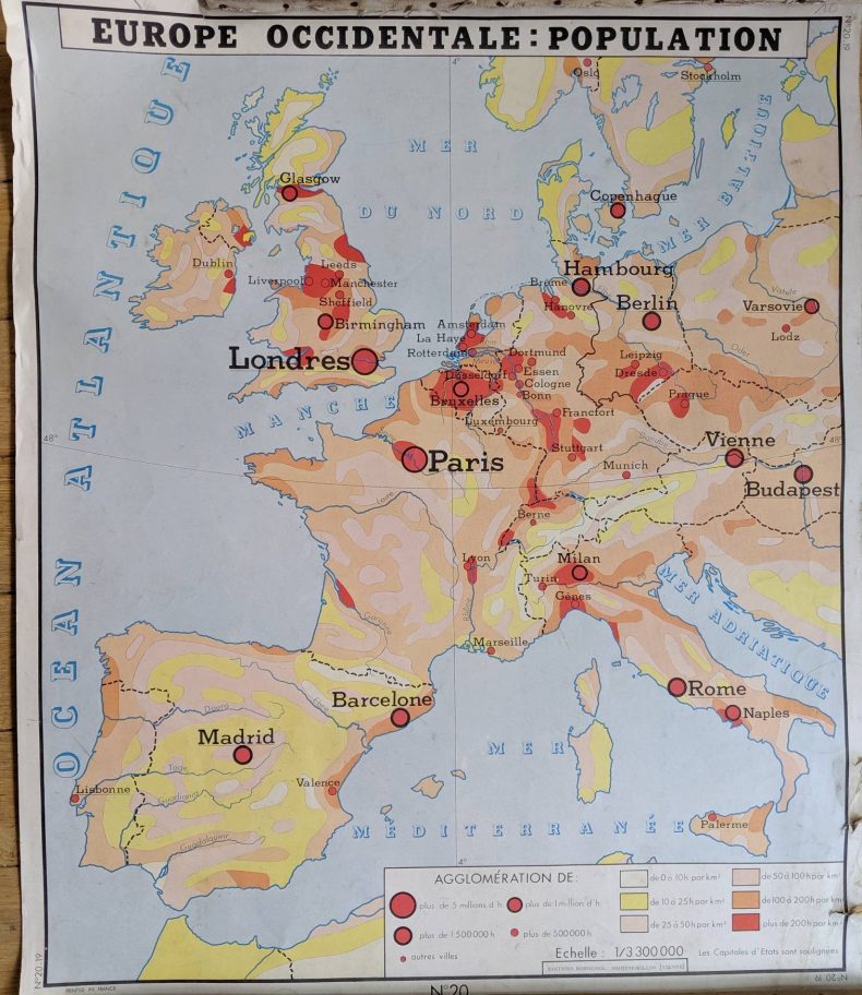 double sided vintage map of europe