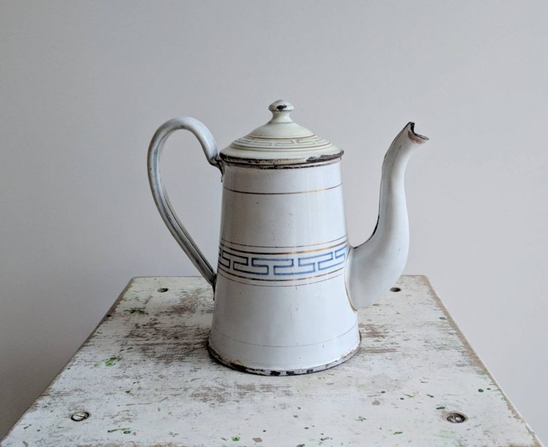 french coffee pot blue gold