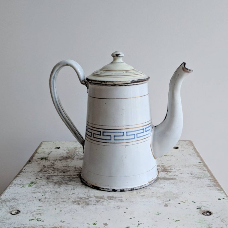 french coffee pot blue gold