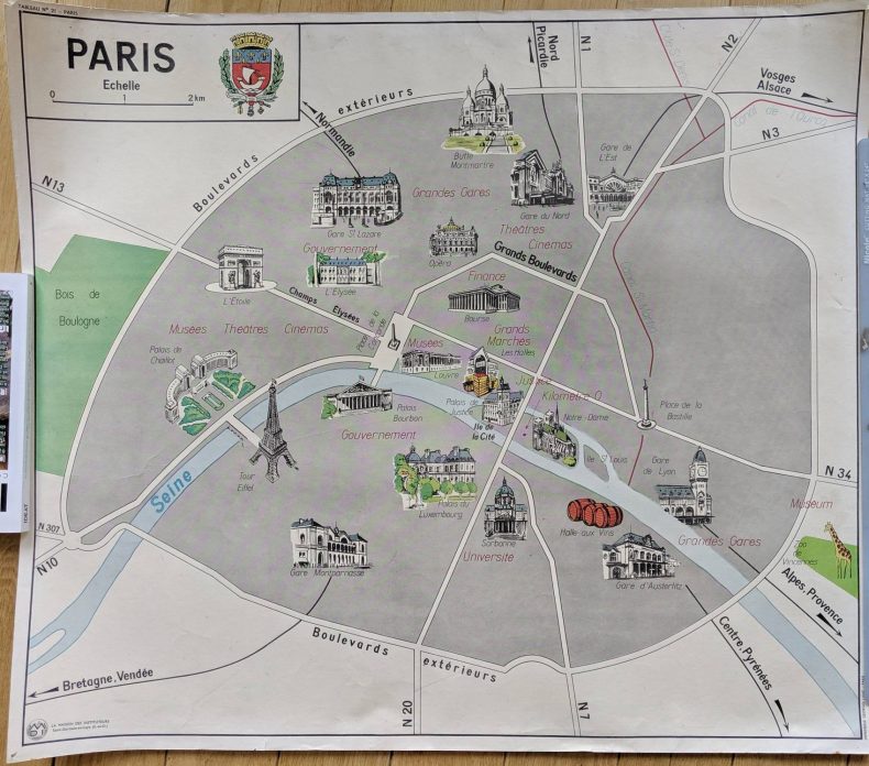 french vintage paris map