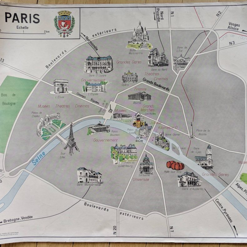french vintage paris map