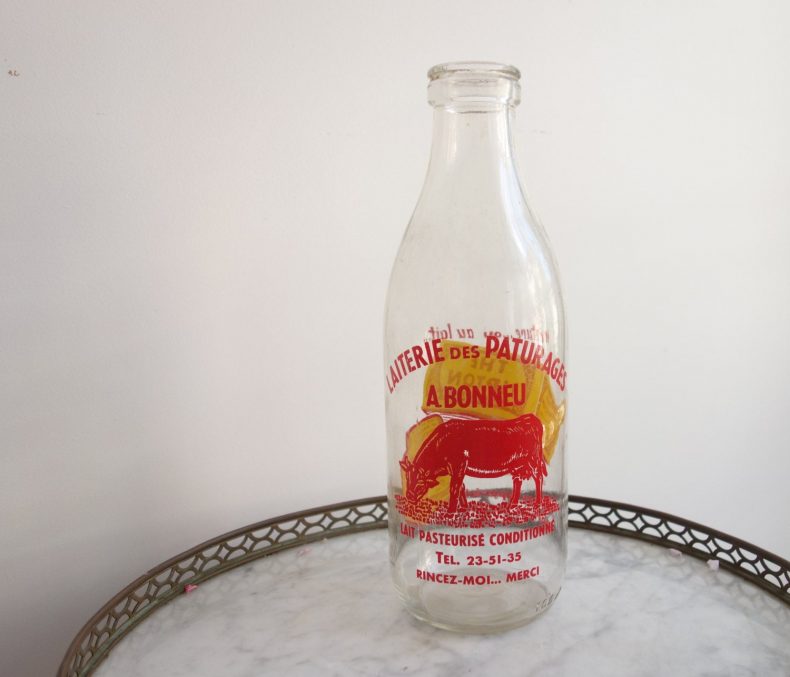 french vintage milk bottle