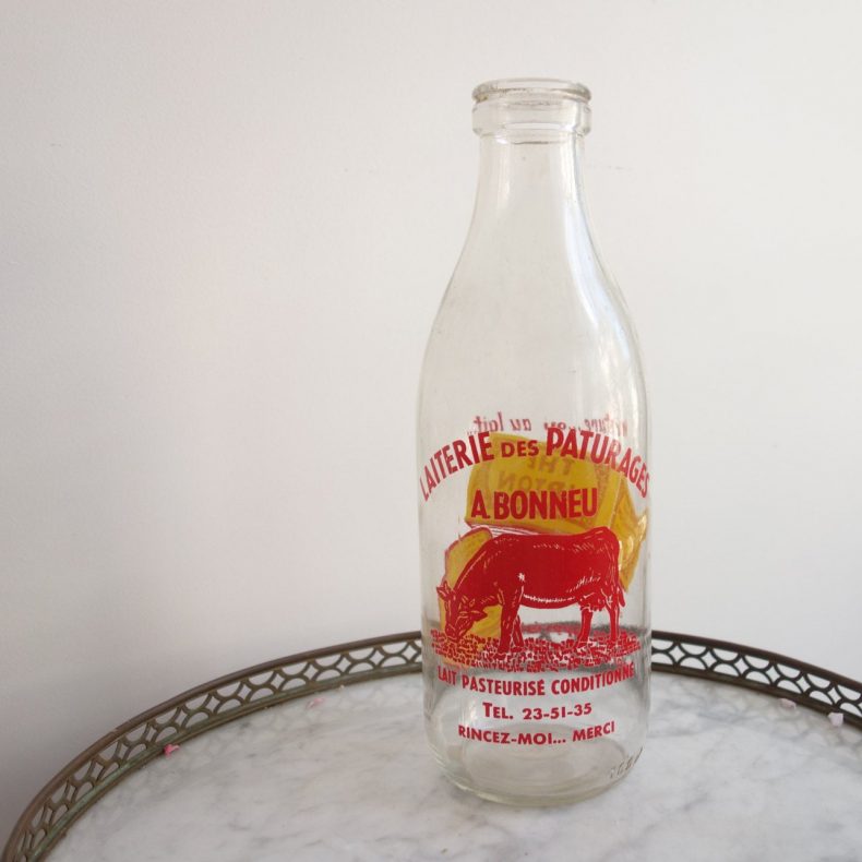 french vintage milk bottle