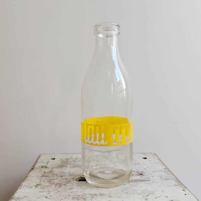 french vintage milk bottle for yellow kitchen