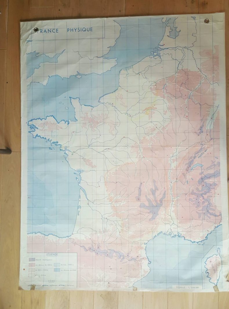 huge vintage map of france