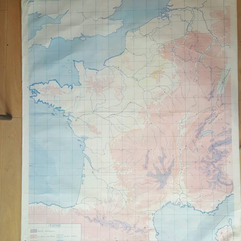 huge vintage map of france