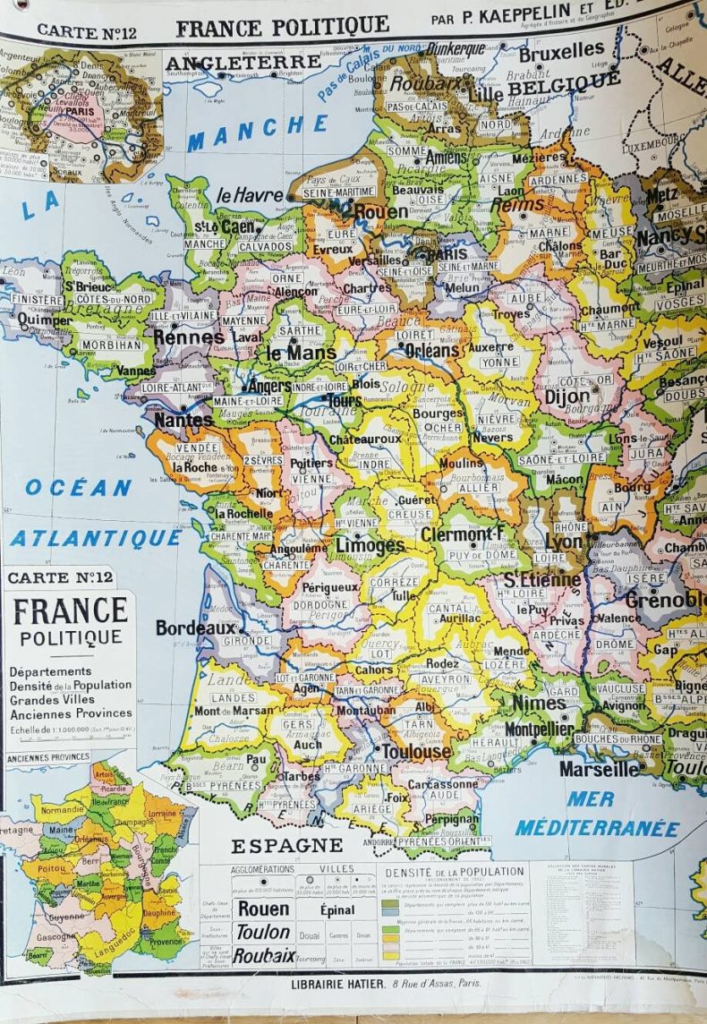 large antique france map