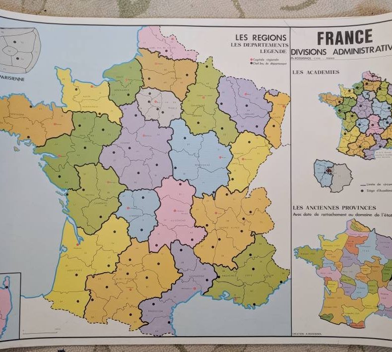 pastel vintage map of france