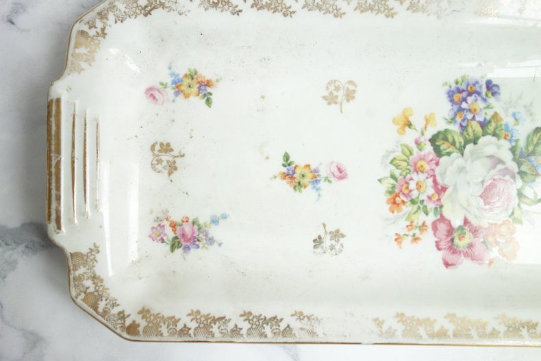 pink and gold serving platter