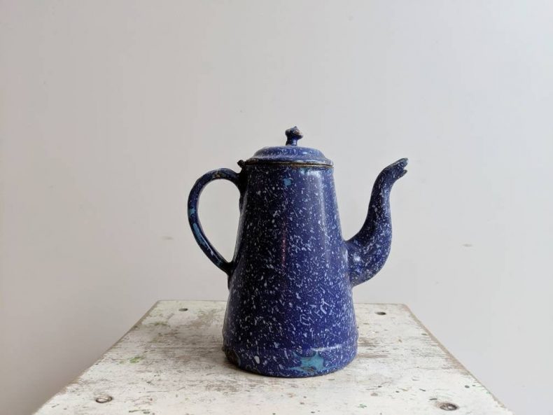 small french vintage enamelware pitcher