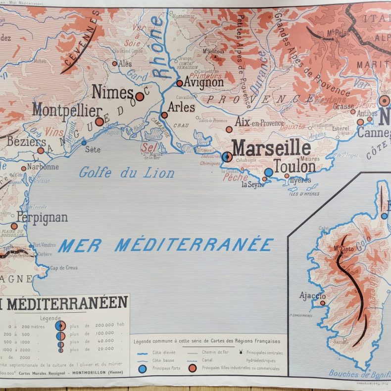 vintage map of southwestern france