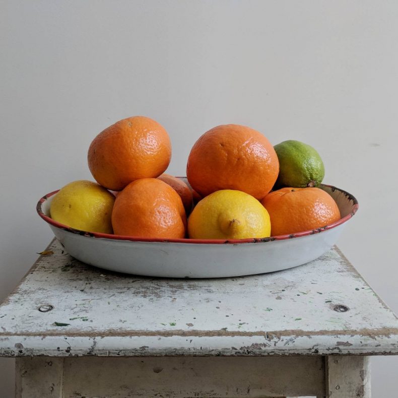 white french enamelware platter