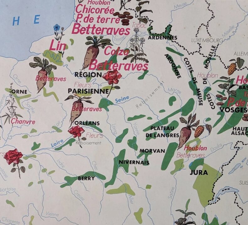 vintage map of france - detail