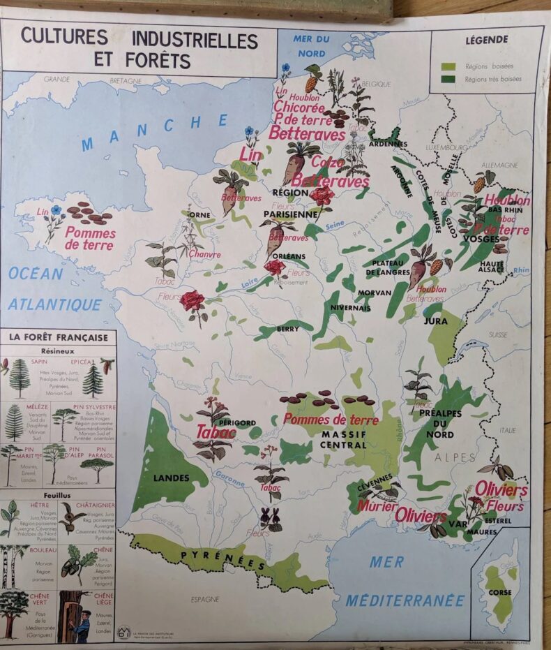 vintage map of france - large